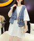Denim patchwork cardigan